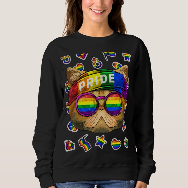 Lgbt Exotic Shorthair Gay Pride Month Cat Rainbow  Sweatshirt (Front)