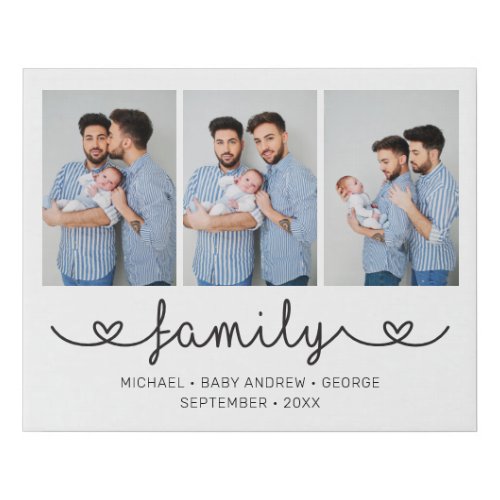 LGBT Family Photo Template Personalized Text Faux Canvas Print