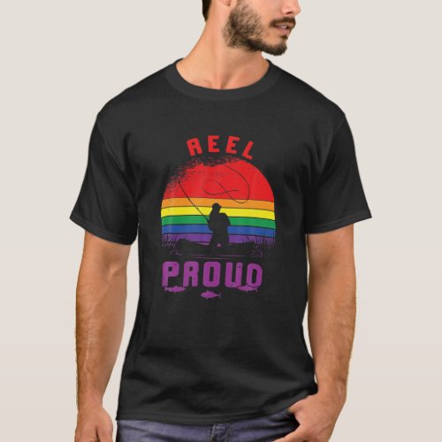 LGBT Fishing Reel Proud Gay Lesbian Angler Pride R T_Shirt