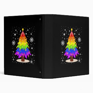 LGBT Flag Christmas Tree Merry Christmas Gay LGBT 3 Ring Binder