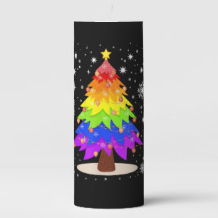 LGBT Flag Christmas Tree Merry Christmas Gay LGBT Pillar Candle