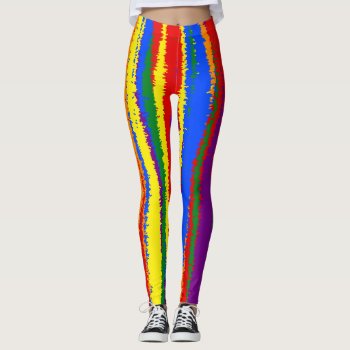 Lgbt Flag Color Grunge Rough Stripes Leggings by zlatkocro at Zazzle