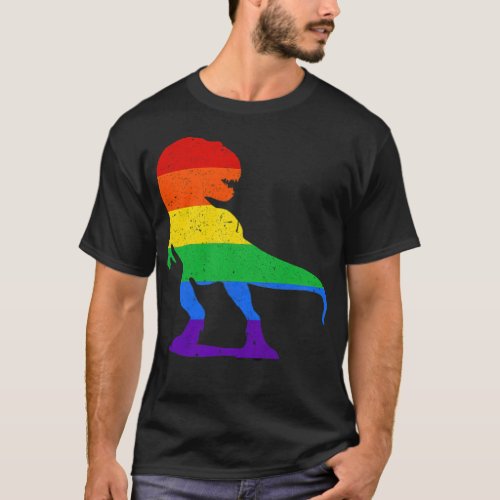 LGBT Flag Dinosaur 2 _standard_scale_4_00x T_Shirt