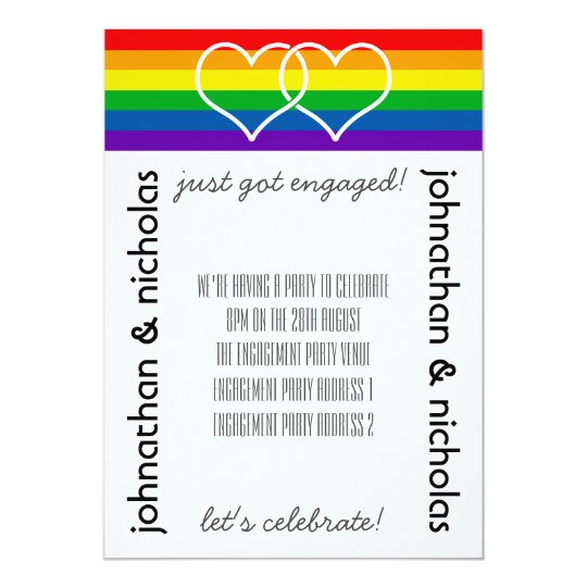 Lgbt Flag Gay Engagement Party Invitation