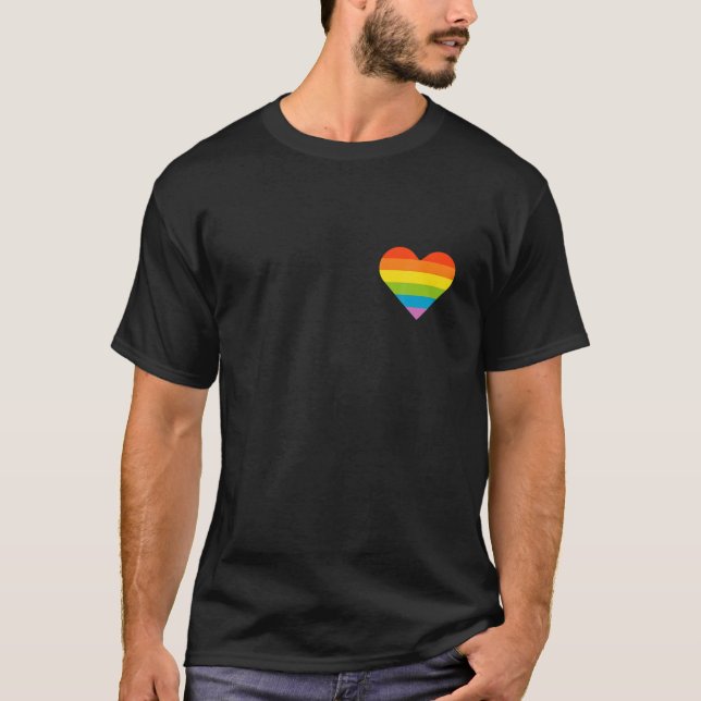 LGBT Flag Heart, Gay Pride LGBTQ Rainbow Tee For P (Front)