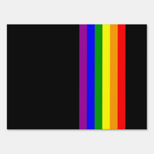 LGBT Flag on Black Sign