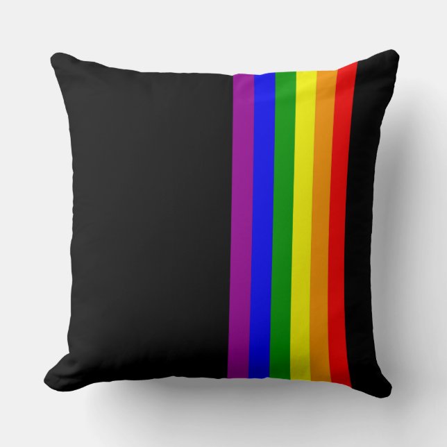 LGBT Flag on Black Throw Pillow (Front)