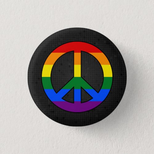 LGBT flag peace sign black button