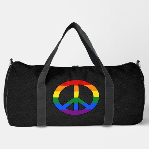 LGBT flag peace sign  Duffle Bag