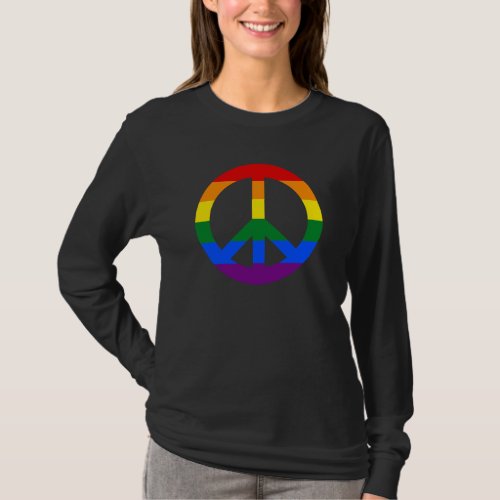 LGBT flag peace sign Hoodie T_Shirt