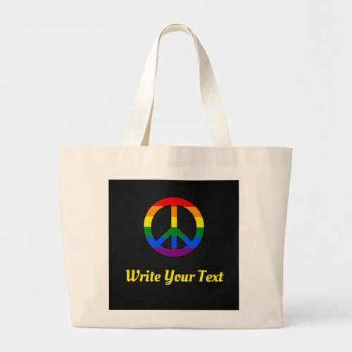 LGBT flag peace sign  Large Tote Bag