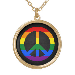 LGBT flag peace sign Necklace