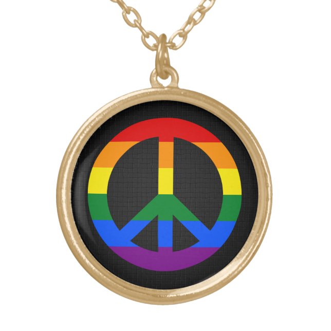 LGBT flag peace sign Necklace (Front)