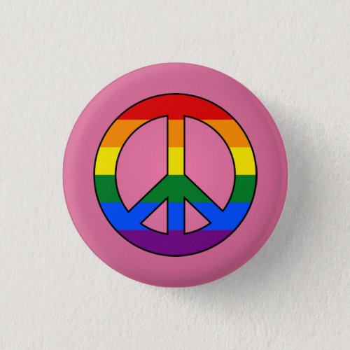 LGBT flag peace sign pink button
