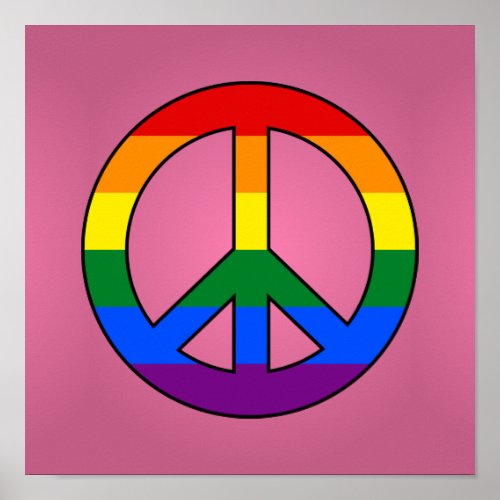 LGBT flag peace sign poster