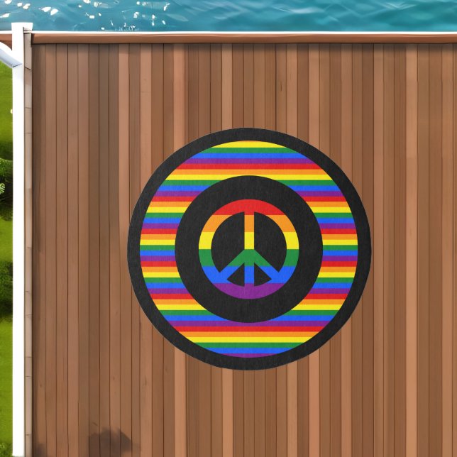 LGBT flag peace sign pride Outdoor Rug (Insitu (Outdoor 1))