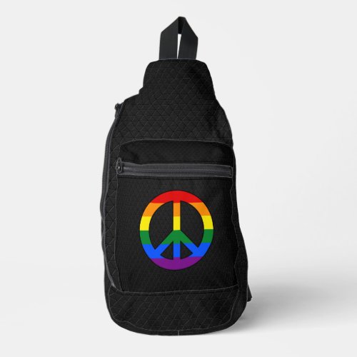 LGBT flag peace sign  Sling Bag