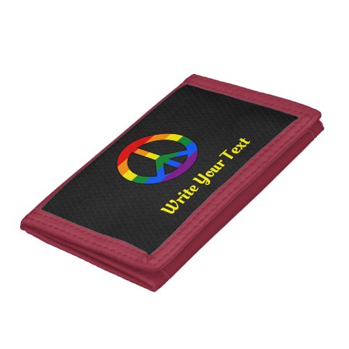 LGBT flag peace sign  Trifold Wallet