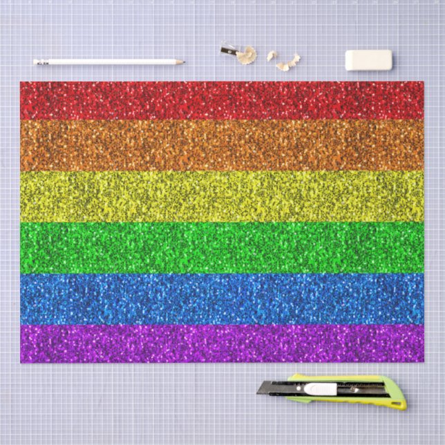 LGBT flag rainbow heart sparkles gay wedding Tissue Paper (Craft)