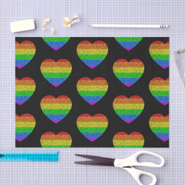 LGBT flag rainbow heart sparkles gay wedding Tissue Paper (Craft)