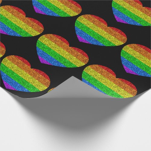 LGBT flag rainbow heart sparkles gay wedding Wrapping Paper