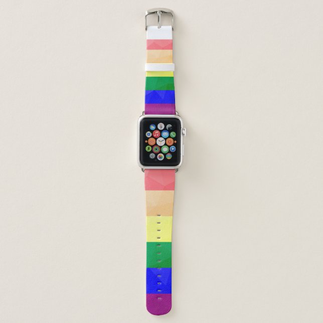 LGBT flag rainbow lines geometric mesh pattern Apple Watch Band (Front)