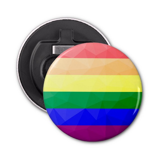 LGBT flag rainbow lines geometric mesh pattern Bottle Opener (Front)