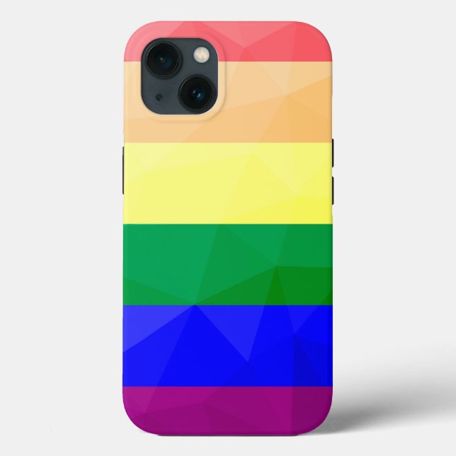 LGBT flag rainbow lines geometric mesh pattern Case-Mate iPhone Case (Back)