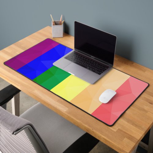 LGBT flag rainbow lines geometric mesh pattern Desk Mat