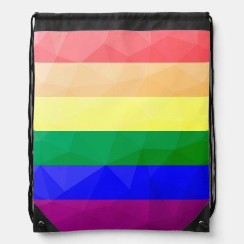 LGBT flag rainbow lines geometric mesh pattern Drawstring Bag