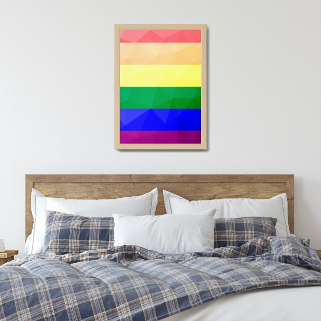 LGBT flag rainbow lines geometric mesh pattern Framed Art (Bedroom)