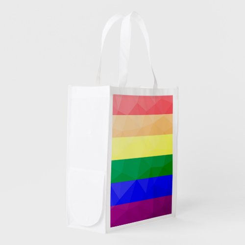 LGBT flag rainbow lines geometric mesh pattern Grocery Bag