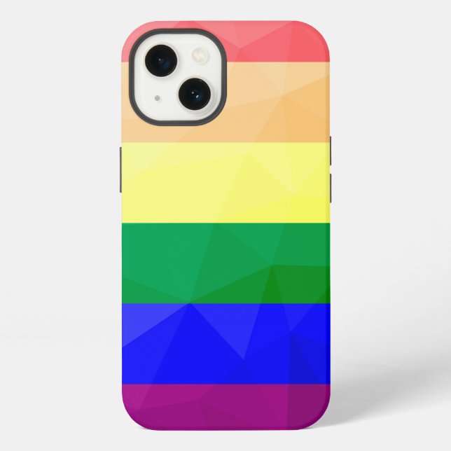 LGBT flag rainbow lines geometric mesh pattern Iphone Case (Back)