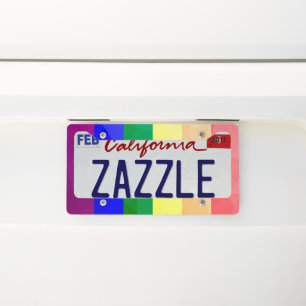 LGBT flag rainbow lines geometric mesh pattern License Plate Frame