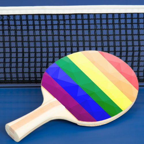 LGBT flag rainbow lines geometric mesh pattern Ping Pong Paddle
