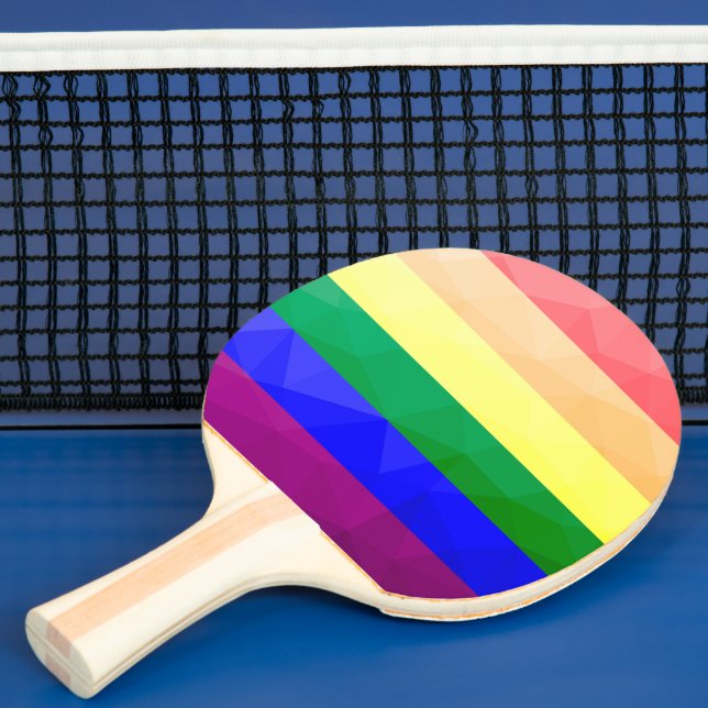 LGBT flag rainbow lines geometric mesh pattern Ping Pong Paddle (Insitu)