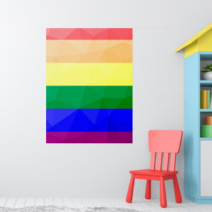 LGBT flag rainbow lines geometric mesh pattern Poster