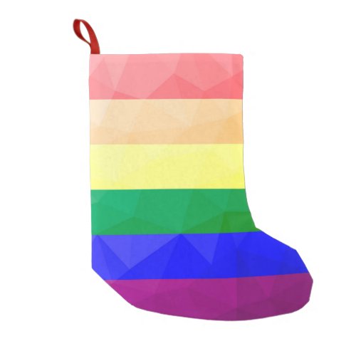 LGBT flag rainbow lines geometric mesh pattern Small Christmas Stocking