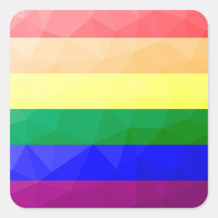 LGBT flag rainbow lines geometric mesh pattern Square Sticker