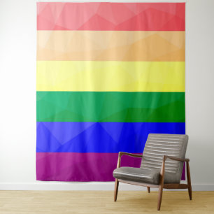 LGBT flag rainbow lines geometric mesh pattern Tapestry