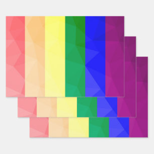 LGBT flag rainbow lines geometric mesh pattern Wrapping Paper Sheets