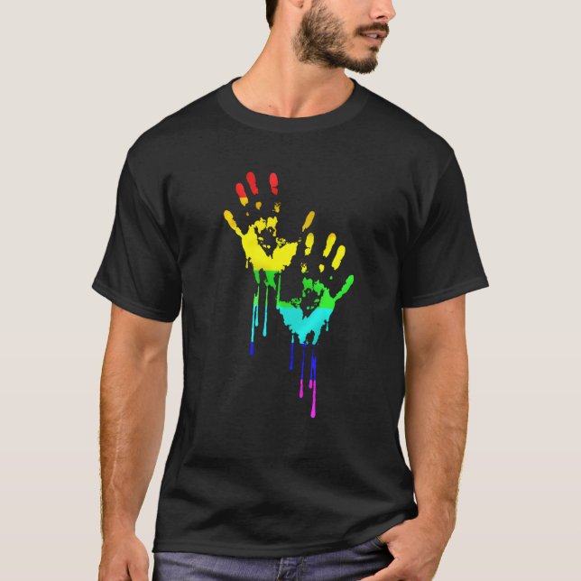Lgbt Flag Rainbow Shirt Lgbt Pride Bloody Hands Te (Front)