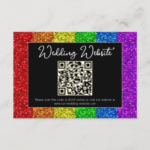 LGBT flag rainbow sparkles gay lesbian wedding Enclosure Card
