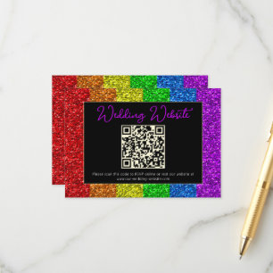 LGBT flag rainbow sparkles gay lesbian wedding Enclosure Card