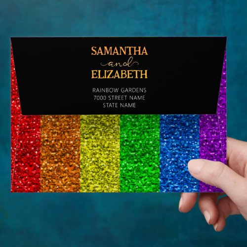 LGBT flag rainbow sparkles gay lesbian wedding Envelope