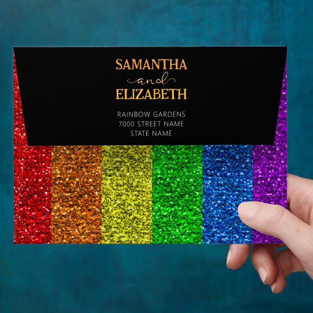 LGBT flag rainbow sparkles gay lesbian wedding Envelope (Hand)