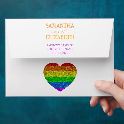 LGBT flag rainbow sparkles gay lesbian wedding Envelope