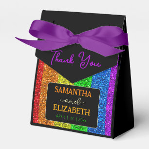 LGBT flag rainbow sparkles gay lesbian wedding Favor Boxes