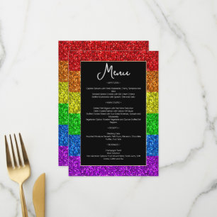 LGBT flag rainbow sparkles gay lesbian wedding Menu