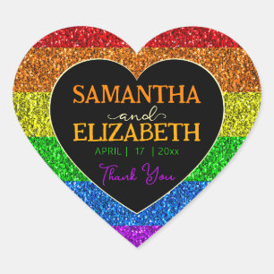 LGBT flag rainbow sparkles heart wedding Thank you Sticker